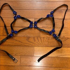 Black and Blue Floral Breast harness